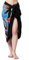 SAIVONA Pareo Sarong Strandtuch Damen-Wickelrock Strand-Handtuch Wickeltuch oder Handtuchkleid und Wickelkleid Damen-Handarbeit aus Fair Trade Herstellung Batik Drache Schwarz Bunt