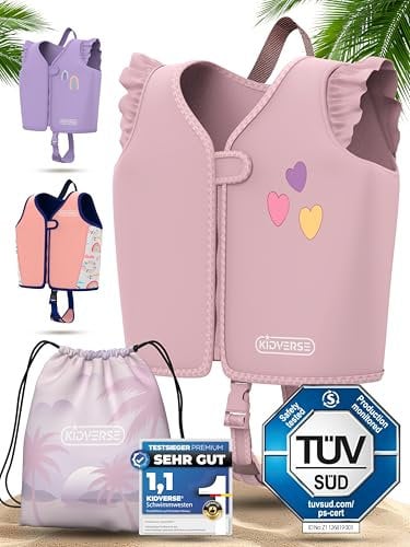 KIDVERSE Schwimmweste Kinder 2-3 Jahre - TÜV geprüfte Schwimmhilfe mit Bauchumfang bis 56cm - Schwimmhilfe Kinder 2-3 Jahre - Kinderschwimmweste zum Schwimmen Lernen - Komfort Schwimmweste Kind