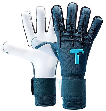 T1TAN Petrol Beast 3.0 - Torwarthandschuhe mit Fingerschutz - Fußballhandschuhe für Jugendliche & Erwachsene, Unisex - Fusion Cut und 4mm Aqua Grip - Gr. 10
