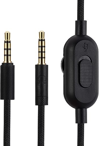 UNCLE LIGHT G PRO X G233 G433 G PRO Replacement Cable, Compatible with Logitech G PRO X G233 G433 G PRO Gaming Headsets, 3.5mm Headsets Aux Cord, Inline Mute, Volume Control, 2 Meters, Black