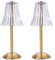 HEQET Cordless Table Lamps for Home, Table, Dining Room, Gold Rechargeable Lamps, USB Charge 12'' Tall LED Brass Portable Outdoor Indoor Table Lamp with Built-in Dimmer (Gold-Flower-Pack2)