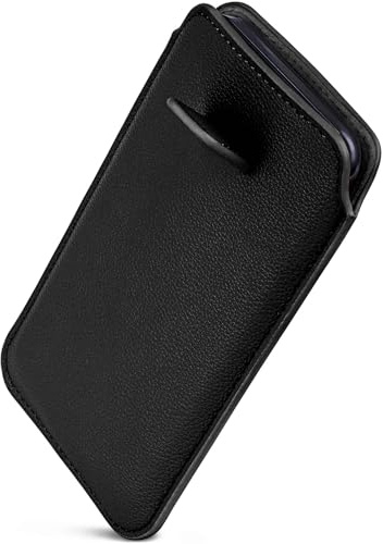 ONEFLOW Liberty Case für iPhone 15 Pro Handy Einsteckhülle mit Rückzugfunktion, PU Leder Handytasche, Schutzhülle mit Lasche, Sleeve Etui Hülle zum Einstecken, Schwarz