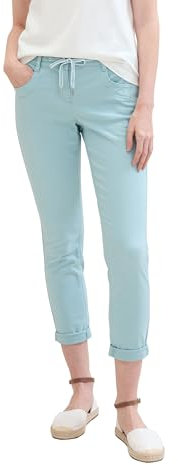TOM TAILOR Damen Tapered Relaxed Hosemit Kordelzug , dusty mint blue, 46/28
