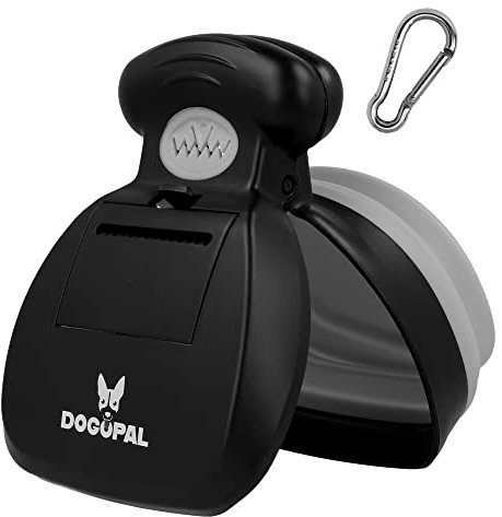 DOGOPAL Hundekotgreifer mit Beutel für Unterwegs - Tragbare Hundekotschaufel mit Erweiterbarem Fach für Hundekotbeutel - Hundekotzange Pooper Scooper - Kotschaufel Hunde Katze (GRAU, M)