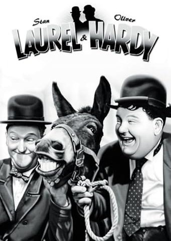 mrdeco Metall Schild 30x40cm gewölbt Laurel & Hardy Dick & Doof Lachen Esel Blechschild