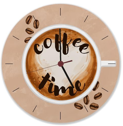 speecheese Coffee time Kaffee Wanduhr Uhr mit Kaffeetasse Dekoration für Kaffees Küche oder als Überraschung für Kaffeetrinker die ununterbrochen Latte Trinken