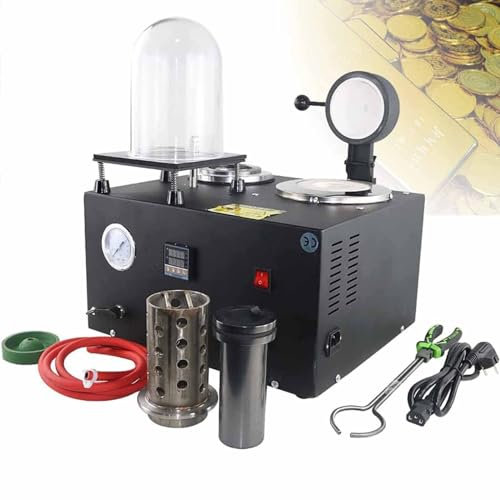 DDZJTPP Máquina Fundición Al Vacío, Herramienta Fundición Joyería a 1100℃, Horno Fusión Oro Refinación Alta Temperatura 3CFM,Combinación Fundición Cera Perdida con Crisol
