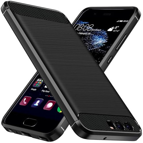 ivoler Silikon Hülle für Huawei P10, [Militärischer Schutz] Stoßfest Handyhülle, Dünne Weiche Flexible TPU Kratzfest Schutzhülle Anti-Fingerabdruck Case Cover, Schwarz
