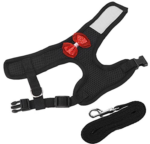 Hühner-Geschirr mit Leine, Haustier-Hühnerzubehör, Hähne-Geschirr und Leine, bequem, atmungsaktiv, für Hühner, Hähne, Schwarz (Schwarz)
