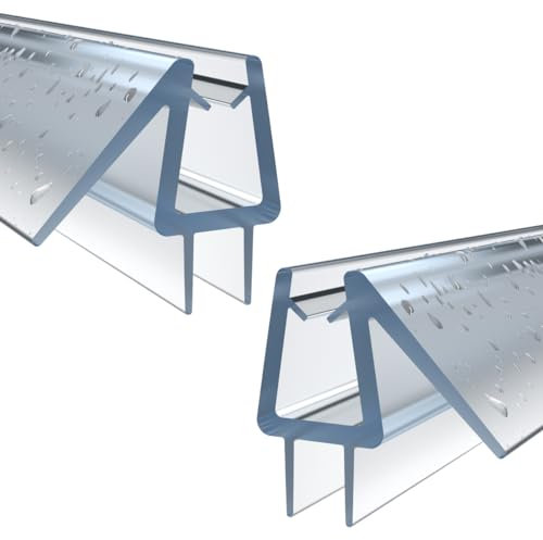 WITEN&NOCK Lot de 2 joints de douche universels en PVC transparent, double lèvre de rechange, épaisseur du verre 5 à 6 mm, pour portes battantes et pliantes, 100 cm