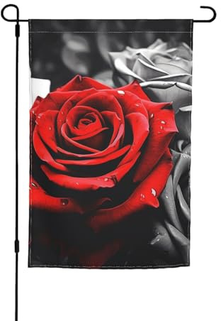 Drapeau de jardin 30,5 x 45,7 cm, drapeau vertical double face, petit drapeau de cour noir, blanc et rouge, drapeaux de jardin, drapeaux de bienvenue d'été pour l'extérieur pour extérieur, terrasse,