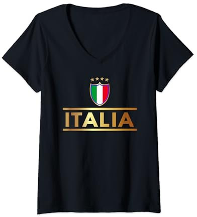 Damen ITALIA Italien Trikot Italien Fussball Fan 2020 / 2021 T-Shirt mit V-Ausschnitt