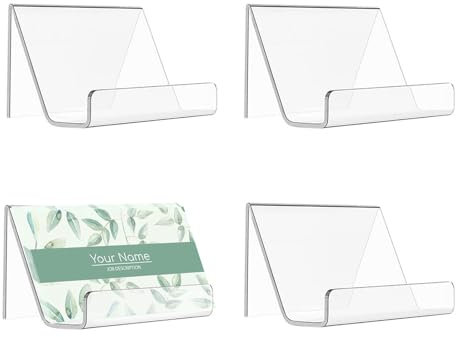 MytaYt 4 Pièces Porte Carte de Visite Acrylique Support Carte de Visite Porte Cartes de Visite de Bureau Transparent Porte Carte Visite pour Bureau Hôtels Grand Magasin(9X6,5X5CM)