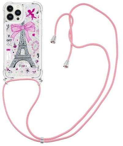 GoodcAcy Kompatibel mit iPhone 6s/6 Plus Hülle mit Band,Handyhülle Glitzer mit Kette TPU Slim Bumper Kratzfest Transparent Stoßfest Schutzhülle mit Kordel,Spiegel