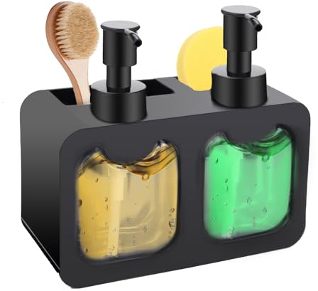 Aohcae Dish Soap Dispenser Set, 4 in 1 Kitchen & Bathroom Soap Dispenser (Black)