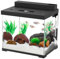 AQQA Acquario per pesci, 9 l, piccolo acquario in vetro con doppia filtrazione, illuminazione a LED a 4 colori, pompa dell'acqua (nero)