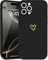 Wirvyuer for iPhone 16 Pro Case Cute Heart Pattern Soft Shockproof Protective Silicone Phone Case for Women Girls, Black
