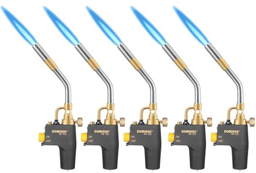 DOMINOX 5 Packs Propane Torch for MAP, MAPP and Propane Tank, High Intensity Trigger Start Torch, for Soldering, Ignition, Cooking, Lighting