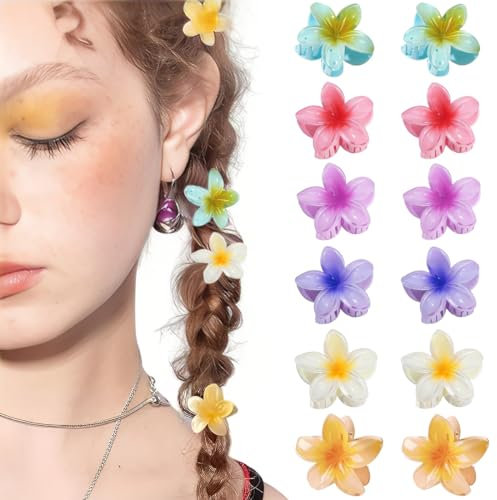 NJCXOLA 12 Pezzi Fermagli per capelli a forma di fiore, Mini fermaglio per capelli, per donne, ragazze, matrimoni,6 colori, per vacanze, matrimoni