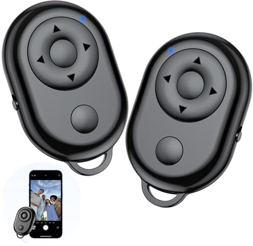 2Pcs Remote Control Page Turner for TikTok App, Bluetooth Scrolling Clicker for Camera Video Recording Shutter Selfie Lightweight E-Book Readers Page Remote for iPhone/iPad/Android