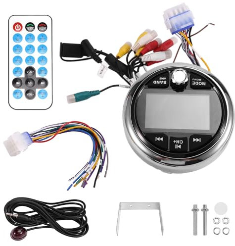 Muuoeou Boat Radio MP5 Marine Stereo Source Media Player AM FM RDS Receiver Video Play Bluetooth for ATV UTV SPA RZR