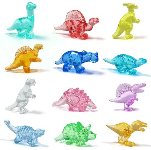 NLR FUN 92stk 500g Acryl Dinosaurier Edelsteine, 12 Formen & Farben Mini Dinosaurier Spielzeug für Kinder, Partygeschenke, Schatzkisten Spielzeug, Ostereier Füllung, Belohnungen, Geburtstagsgeschenke