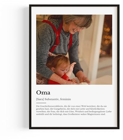 Foto Geschenk Oma für Mutterstag — Dein Foto als liebevolles personalisiertes Geschenk – Ideal als Geburtstagsgeschenk & Muttertagsgeschenk – Persönliche Präsent Zeitlose Geschenke für Oma
