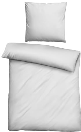 biberna Premium Tencel Bettwäsche Garnitur 135x200 cm grau | 100% Lyocell | pflegeleicht, weich, glatt, temperaturregulierend | Reißverschluss | Sommerbettwäsche aus Eukalyptus | Uni | Modell 0470500
