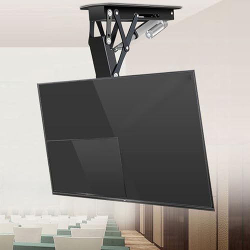 Motorized Ceiling TV Mount with Remote, Electric Ceiling TV Mount Flip Down for 32 to 70 inch Flat and Curved Screen TV for Pitched Roof, Outdoor Gazebo, RV, Bedroom