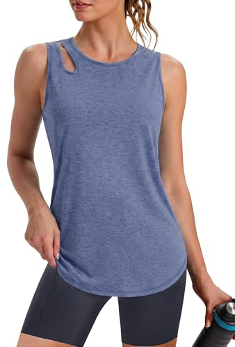 Gyabnw Womens Gym Vest UV Protection Moisture Wicking Sleeveless | Shoulder cutout sports top for running yoga gym training tennis golf and warm weather outdoor activities