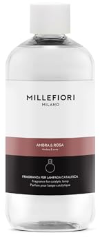 Millefiori Milano – Nachfüllpackung für katalytische Lampe, 500 ml, Amber & Rose – eleganter und umhüllender Duft für Raumduft