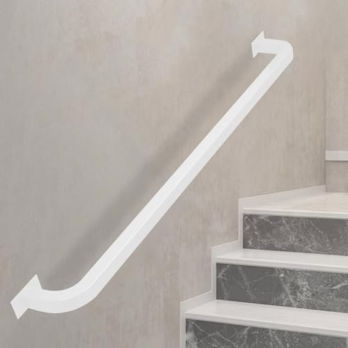 Pasamanos industrial de hierro galvanizado blanco, pasamanos de seguridad antideslizante para escaleras, pasamanos de pared con accesorios, barra de soporte de seguridad para pasillos (tamaño: 30 cm)