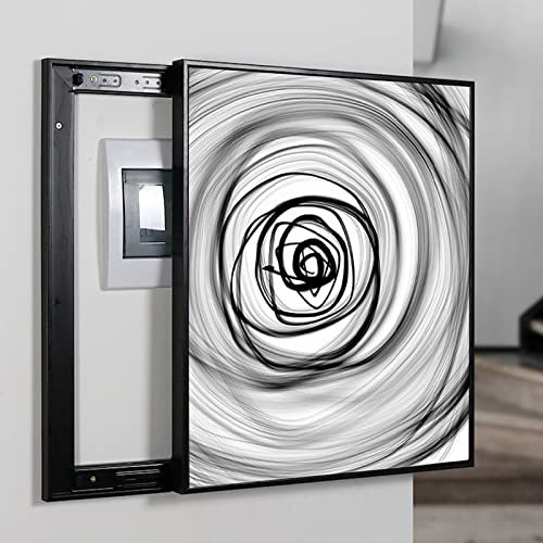 MRVAKDYDI Indoor Hide Sicherungskasten Abdeckung Schrank, Verteilerkasten verstecken Gemälde abstrakte Kunst schwarz und weiß dekorativ(Vertical)