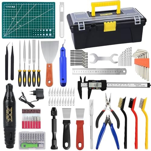 3D Drucker Tool Kit,136PCS Modell-Nachbearbeitung 3D Drucker Werkzeug Kit,Düsenreinigungsset,Abschluss,Entgratungs,Entfernungswerkzeuge,Reinigungsnadeln,Tool Kit für alle 3D Drucker
