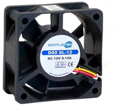 SIMPLETEK - Ventilateur refroidisseur radiateur pour boîtier PC ordinateur de bureau tour D60 SL-12 AF-0625S 60 mm 6 cm 3 broches Épaisseur 2,5 cm Noir sans LED (reconditionné)
