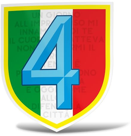 Adesivo Scudetto Napoli 4° Scudetto Campioni d’Italia – Sticker in PVC Personalizzabile, Stampato in Italia, Resistente all’Acqua – Diverse Dimensioni e Finiture (Bianco, Oro, Argento, ecc.) (35 cm)