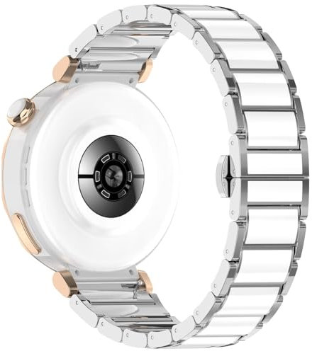 Pulsera de cerámica de acero inoxidable compatible con Huawei Watch GT 5 41 mm, pulsera de repuesto de acero inoxidable de 18 mm, correa de metal elegante para Huawei Watch GT5 41 mm, mujer y hombre