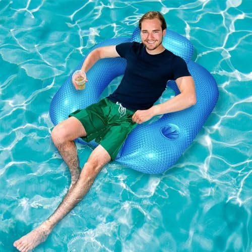 Luftmatratze Pool, Aufblasbare Wasser Pool Luftmatratze für Erwachsene, ufblasbarer Sessel mit Rückenlehne und Getränkehaltern für Partys, Sommer, Wasser 90x80x40cm