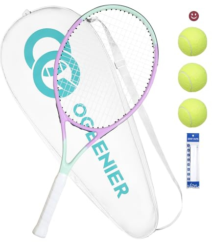 OGEENIER Tennis Racket 27 Zoll Tennisschläger Damen Herren für Erwachsene | Tennis Schläger für Anfänger und Freizeitschläger leichte mit 1 Griffband und 3 Bällen und1 Tennis-Vibrationsdämpfer