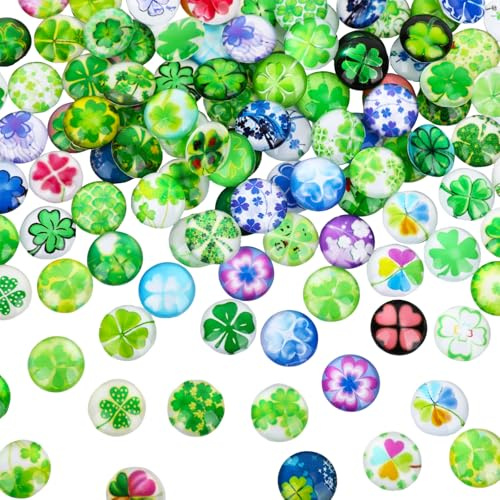 100 Stück Glückssteine Glücksklee 12mm Mehrere Farben | Glücksbringer Eignen Sich für Handgemachte Diy Kunsthandwerke, Wohnaccessoires und Die Herstellung Von Schmuck
