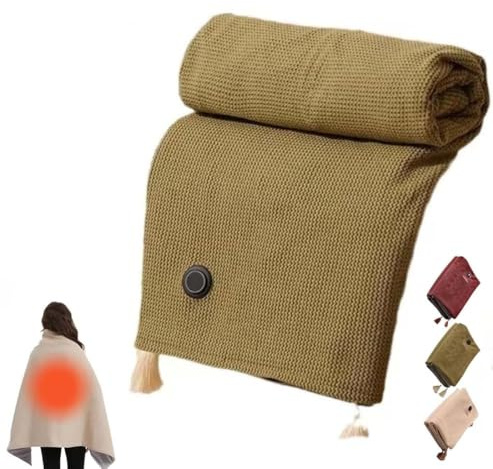 Portable Heated Blanket Wrap Shawl for Women, Heizdecke 150x80cm, Elektrische Wärmedecke mit 3 Heizstufen, Elektrische Heizdeckes, Heizdecke Waschbar, Wärmekissen für Rücken, Nacken Schulter (Grün)