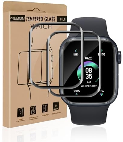 Carantee 2 Stück Schutzfolie für Panzerglas für Apple Watch Series 7/8/9 41mm, Unzerbrechlich Splitterfest Ultra-Klar Keine Luftblasen Apple Watch 41mm Displayschutzfolie