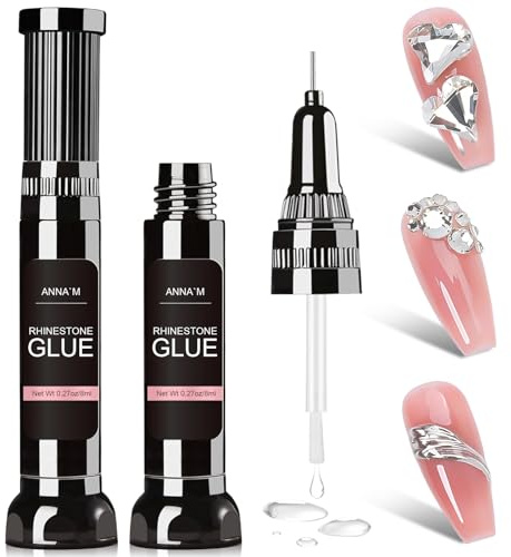 Rhinestone Glue Gel,Starker nagel kleber Für Kunstnägel,Nail Art Strass Kleber,Professioneller Rhinestone nail glue gel für Nagelspitzen Edelsteine und Kristallsteine,nail charms(2×8ml)