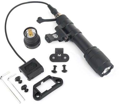 SBGJMY M640C Taktische rotierende Taschenlampe mit 800 Lumen mit Schwanzknopf und Druckschalter für Mlok Keymod und 20 mm Picatinny-Schienensystem (schwarz)