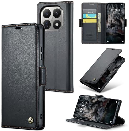 Idhiem Portefeuille Rabat Coque pour Xiaomi 15T, Noir | Housse Premium en Cuir PU, RFID Protection, Portefeuille Rabat Case, Porte Cartes et Fonction Support Étui