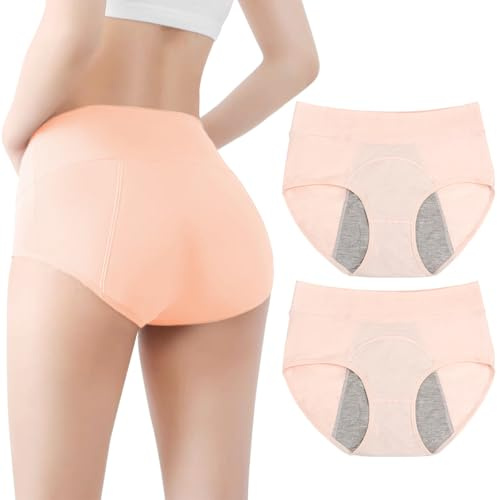 Culotte Incontinence Femme Lavable, Culotte Anti Fuite Urinaire Femme | Lavable Sous-vêtements Menstruels à Haute Absorption, Culottes Menstruelles Taille Haute (Rose, L)