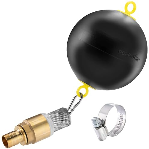 Poppstar Floating Ball Valve for Water Tank: Floating Ball 6, Carabiner 5x50mm, Hose clamp (Clamping Range 20-32mm, Width 12mm), Non-Return Valve 1, Suction Basket
