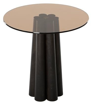 Hanah Home Modern Coffee Table, 50x50x50 cm, Black & Bronze, 100% Tempered Glass & Beech Frame | Stylish & Functional Design for Contemporary Living Spaces