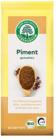 Lebensbaum Piment gemahlen, Bio-Gewürz aus Piment-Körnern, Nelken-Pfeffer für Weihnachtsgebäck, Kürbissuppen, Chutney & pikante Süßspeisen, vegan, 30g