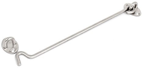 sourcing map 250mm Long Stainless Steel Cabin Hooks Eye Latch Door Gate Swivel Window Hook with Mounting Screws